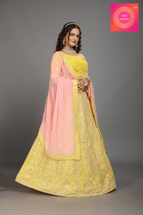 Yellow Georgette Embroidery Work Lehenga Choli S9