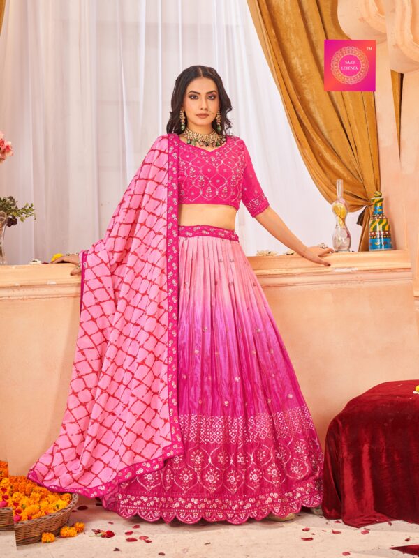 Pink Chinon Lehenga with Digital Print Dupatta S5