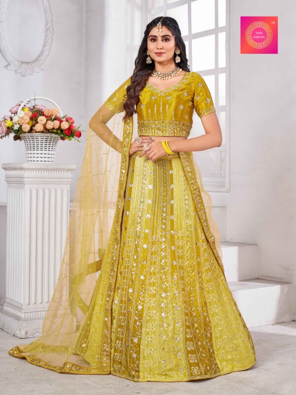 Yellow Padding Sequence work  Chinon Lehenga choli With net dupatta S21