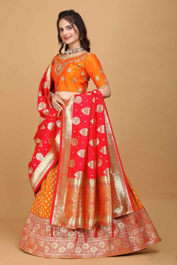 Orange Banarasi Lehenga Choli S26