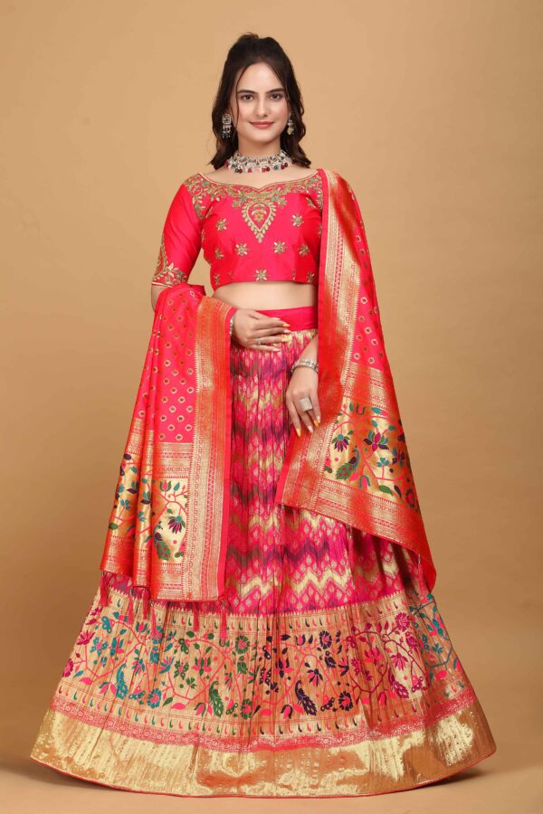 Pink Banarasi peacock Design Lehenga Choli S30