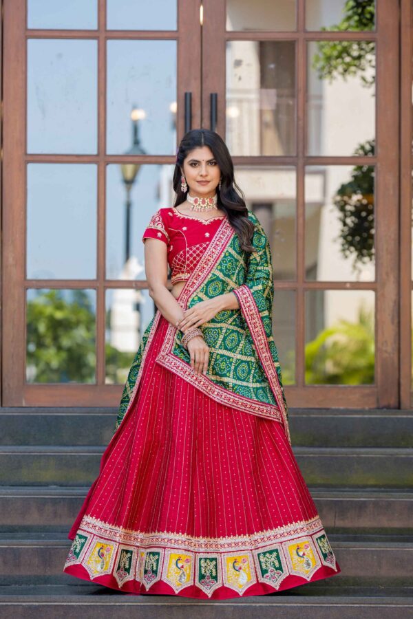 Rani Colour Silk Lehenga Choli With Bandhej Dupatta S41