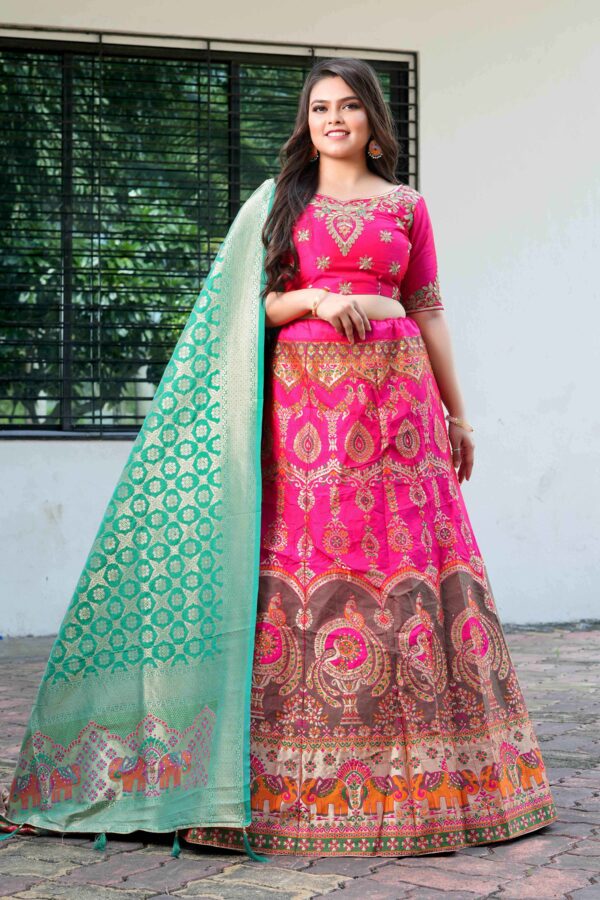 Rani Banarasi Zari Weaving Lehenga Choli S45